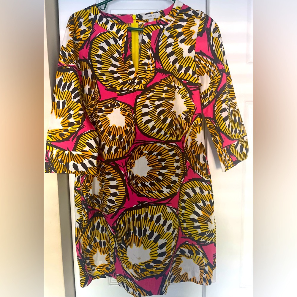 J Crew Tunic Dress Mini Size 2 Pockets Bright Pink Cruise Easter Party Preppy